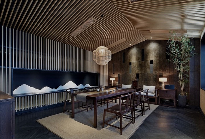 中式茶馆装修效果图，典雅而不失现代设计感的茶文化空间